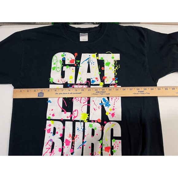 VTG Gatlinburg TN 80s 90s Neon Splatter Paint Destination T Shirt Unisex Adult L - Picture 7 of 9